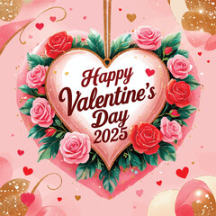 happy valentine day 2025 vector image.
