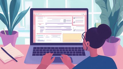 A person taking an online aptitude test displayed on a laptop screen in a quiet study space.