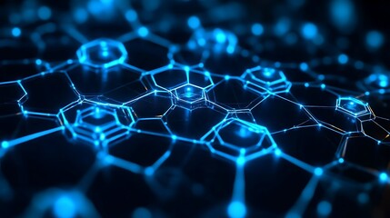 Obraz premium Abstract Blue Network Hexagon Structure Design