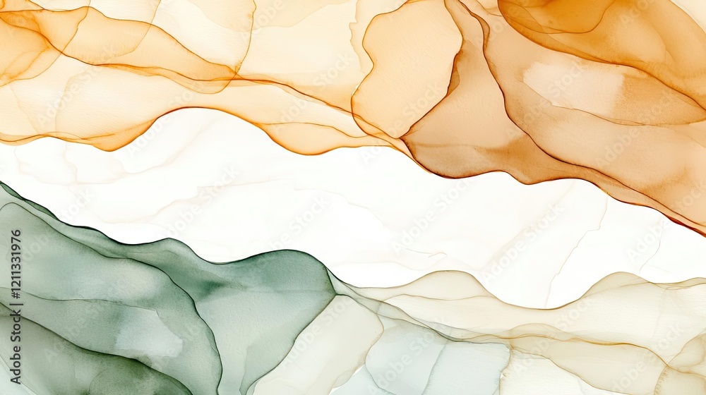 Poster Rustic watercolor concept. Abstract fluid design with vibrant colors creating a wave-like pattern.