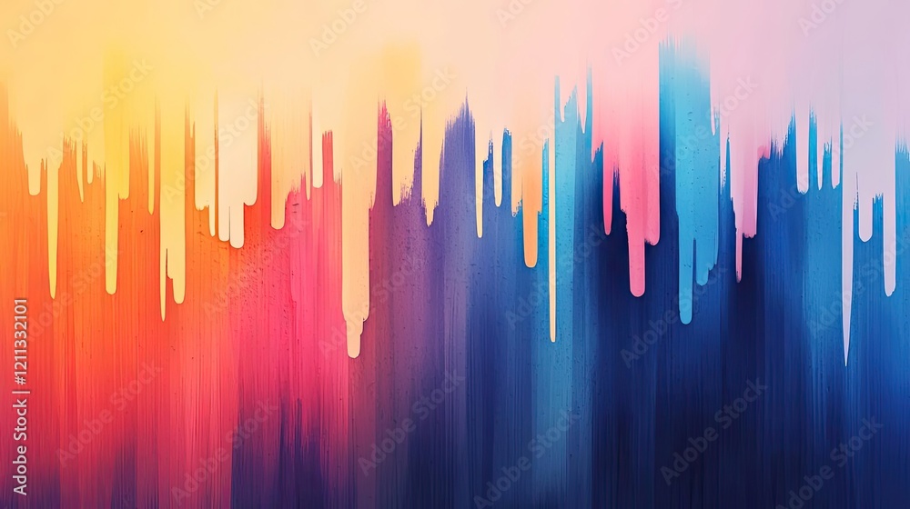 Poster Splattered watercolor idea. Vibrant abstract background with colorful vertical drips of paint creating mood and depth.