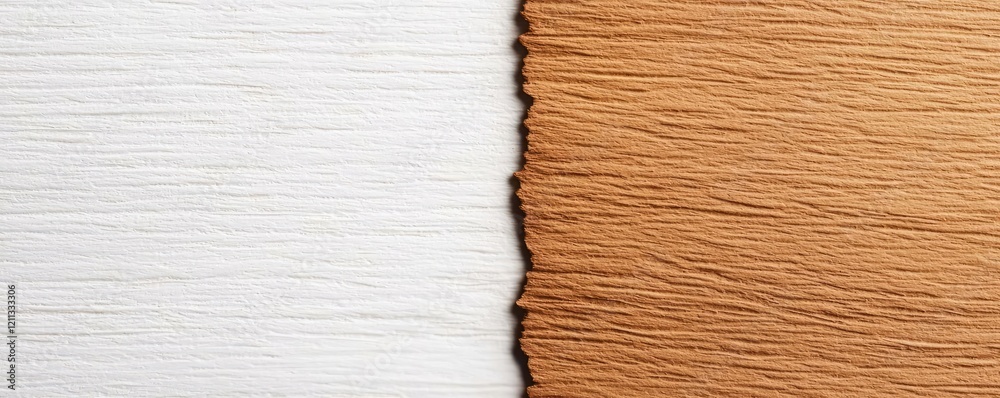 Poster Rustic watercolor concept. Textured background featuring a contrasting smooth white and rustic brown surface.
