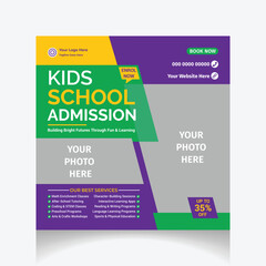 Kids School Admission social media post design template