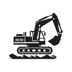 Excavator Silhouette Icon vector art illustration