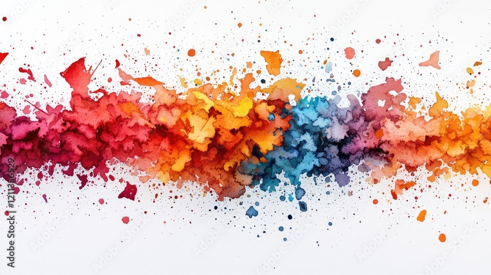 Poster splattered watercolor idea. a vibrant splash of colors blending seamlessly into a beautiful abstract