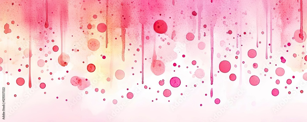 Poster splattered watercolor idea. a vibrant pink watercolor background with flowing drops and circular pat