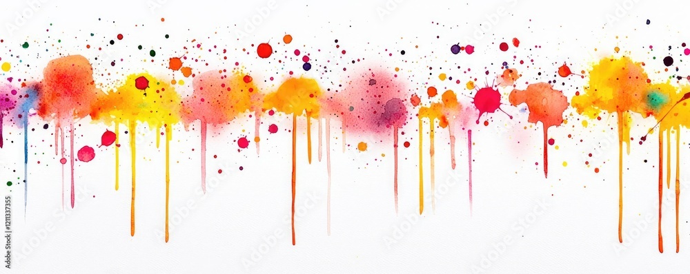 Poster splattered watercolor idea. vibrant splash of watercolor paint creating a colorful abstract backgrou