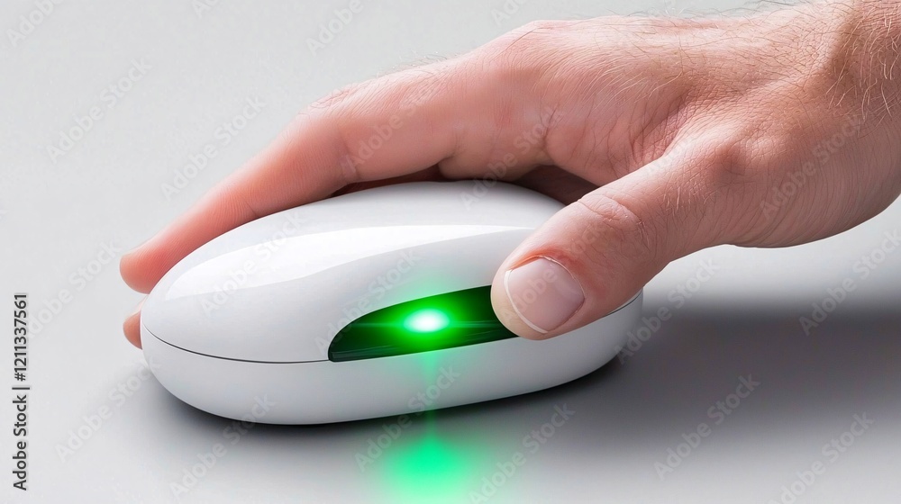 Poster a hand using a biometric scanner, symbolizing secure information source access