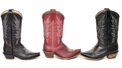 Cowboy Boots Collection Set on Transparent Background Generative AI