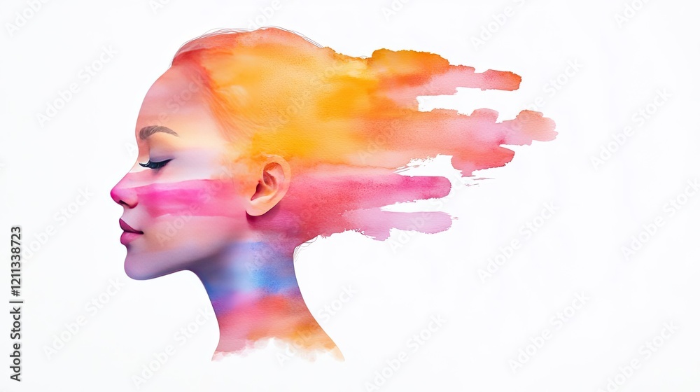 Poster splattered watercolor idea. a vibrant representation of creativity and emotion through colorful port