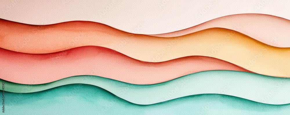 Poster rustic watercolor concept. abstract waves in soft colors create a modern, artistic background.