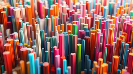 Obraz premium Colorful cylinder field, abstract background, data visualization