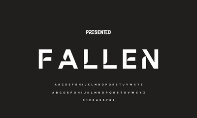 Digital modern alphabet font. Creative abstract urban, futuristic, fashion, sport, minimal technology typography.  Simple vector illustration with number