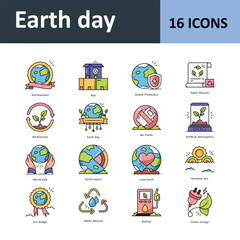 Naklejka premium Earth day Vector icon Set 1. Eps 10 File