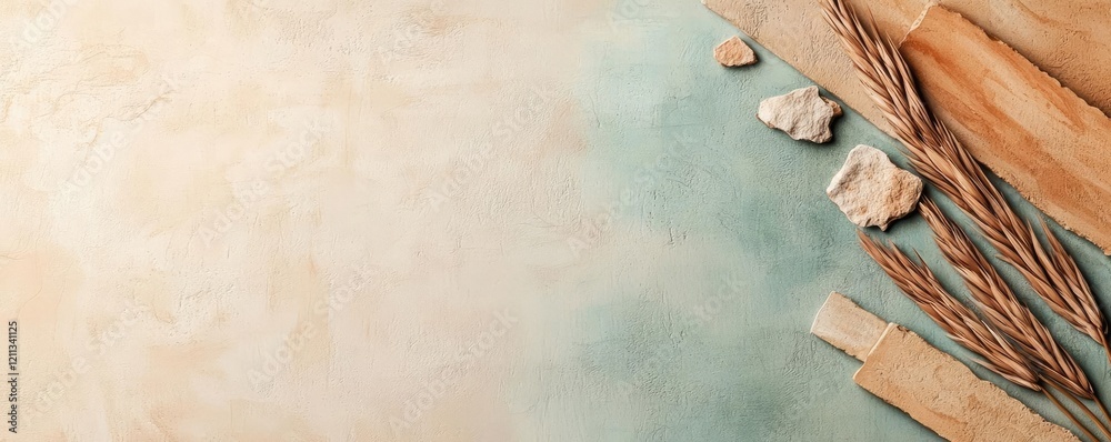 Poster Rustic watercolor concept. Stylish textured background with natural elements for creative design projects.