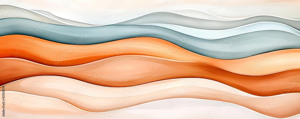 Aufkleber Rustic watercolor concept. Abstract waves in soft colors creating a serene and dynamic visual experience.