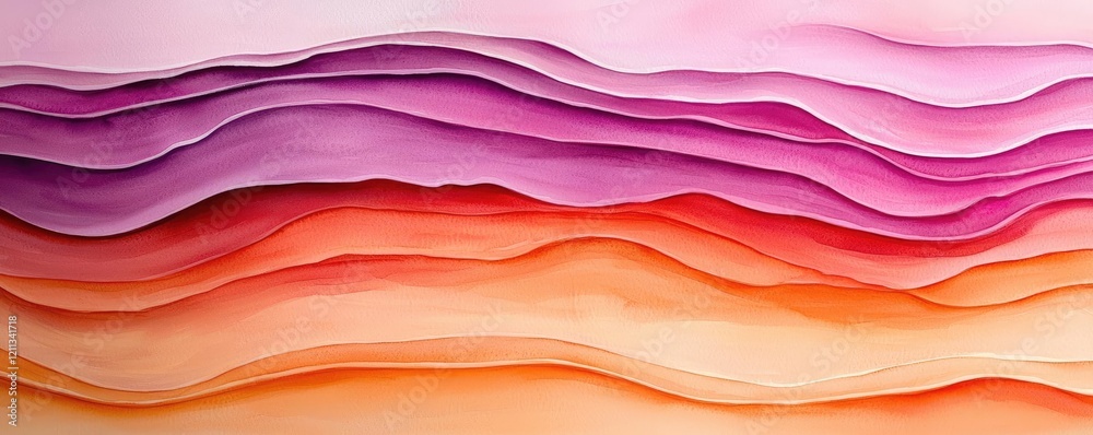 Poster rustic watercolor concept. colorful layered paper texture with smooth gradients in shades of pink an