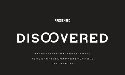 Digital modern alphabet font. Creative abstract urban, futuristic, fashion, sport, minimal technology typography.  Simple vector illustration with number