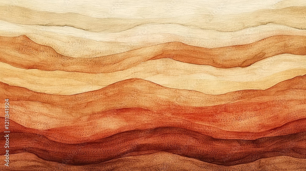 Aufkleber rustic watercolor concept. abstract watercolor landscape with gentle waves in warm earth tones and s