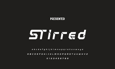 Digital modern alphabet font. Creative abstract urban, futuristic, fashion, sport, minimal technology typography.  Simple vector illustration with number