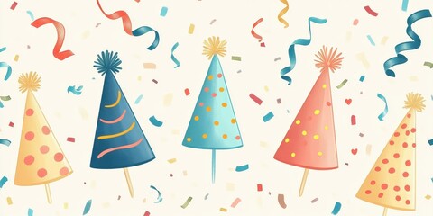 Colorful Party Hats Celebrate Festive Occasion