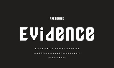 Digital modern alphabet font. Creative abstract urban, futuristic, fashion, sport, minimal technology typography.  Simple vector illustration with number