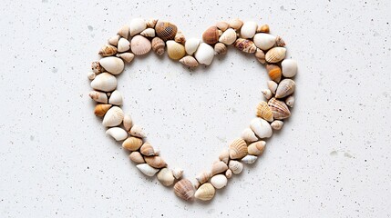 Obraz premium Heart Made of Shells on a White Background