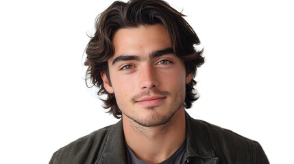 Fototapeta premium Portrait of a Handsome Young Man with Wavy Brown Hair
