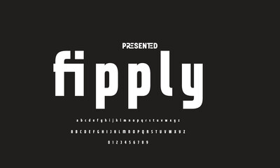 Digital modern alphabet font. Creative abstract urban, futuristic, fashion, sport, minimal technology typography.  Simple vector illustration with number