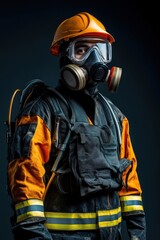 Naklejka premium A dynamic image of a full set of safety gear, including a respirator, ear protection, and flame-resistant clothing