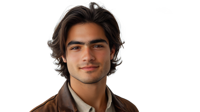 Portrait of a Handsome Young Man with Long Brown Hair