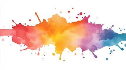 Splattered watercolor idea. A vibrant watercolor splash in bright colors, perfect for artistic designs.