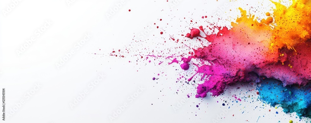 Poster splattered watercolor idea. vibrant splash of colors creating dynamic and artistic visual effects.