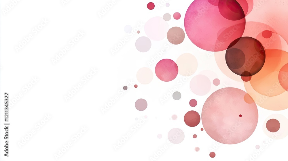 Poster splattered watercolor idea. colorful abstract circles in soft shades create a modern artistic backgr