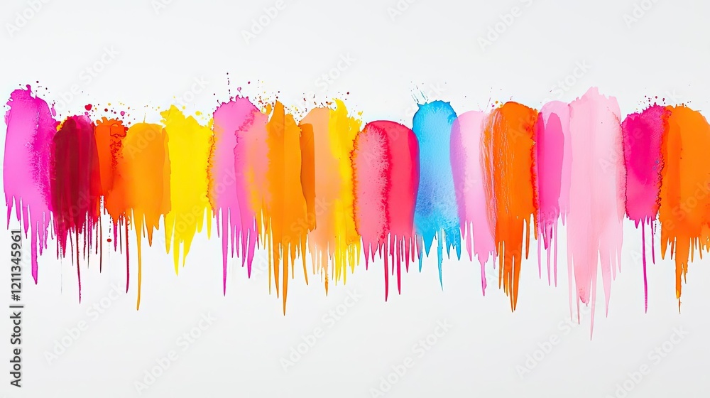 Poster splattered watercolor idea. vibrant drips of paint in various colors creating a stunning abstract ef