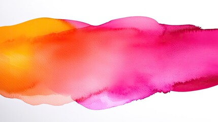 Splattered watercolor idea. Vibrant watercolor stroke blending orange and pink hues on a white background.