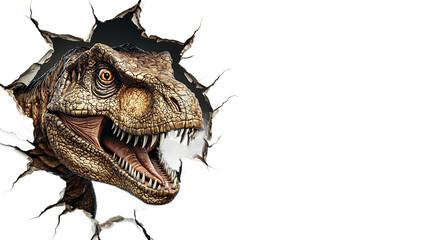Obraz premium Terrifying Tyrannosaurus Rex Bursting Through Reality