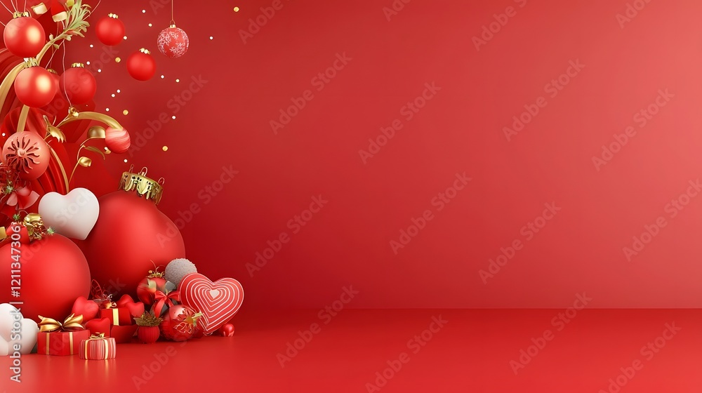 Poster warm and elegant valentine s day inspired bokeh lighting design with red and golden tones showcasing