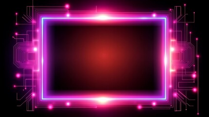 Obraz premium Abstract Neon Frame Digital Technology Design
