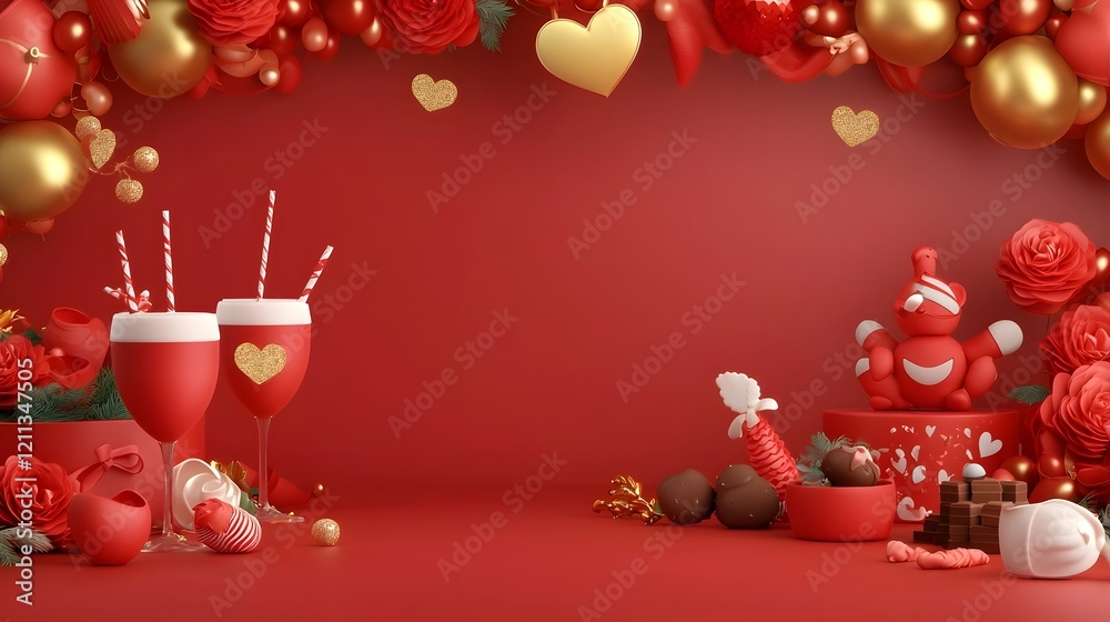 Aufkleber luxurious and romantic valentine s day themed design featuring a lavish table display of red roses c