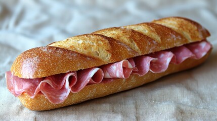 A Delicious Salami Sandwich on a Crusty Baguette