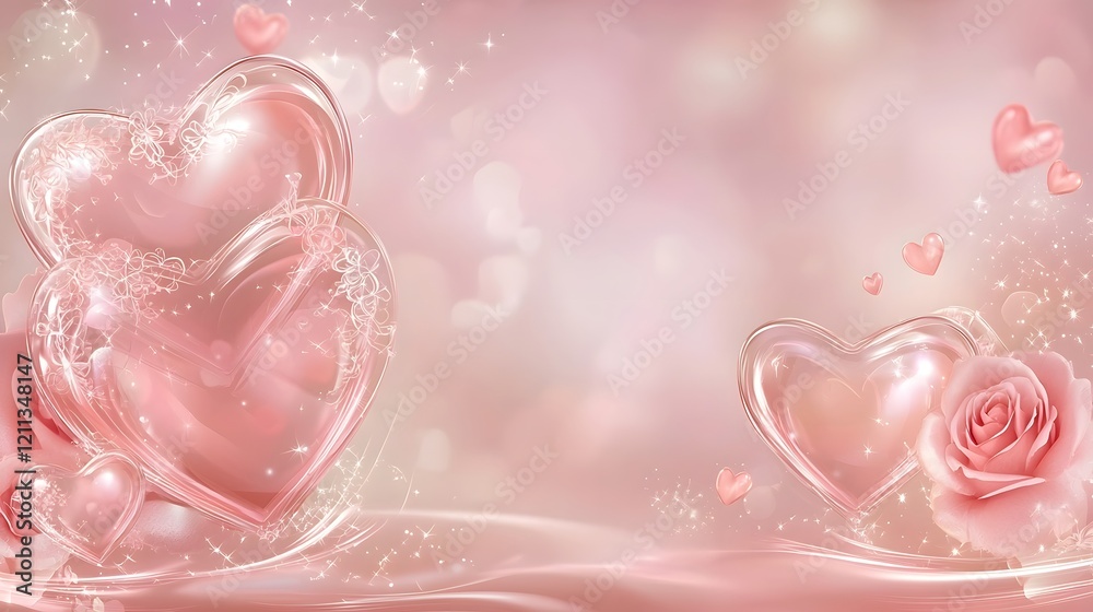 Aufkleber elegant light pink valentine s day banner featuring delicate lace patterns floating hearts and a sof