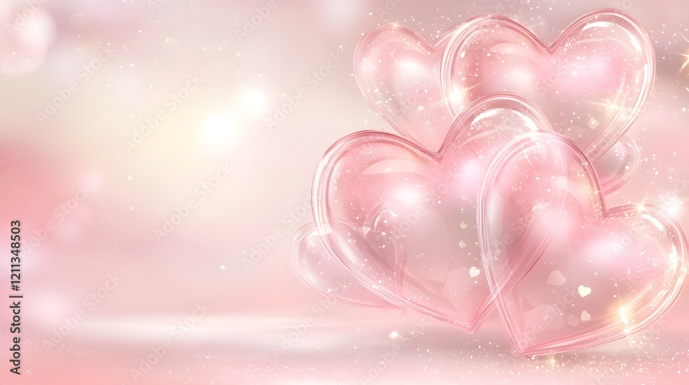 Poster playful pastel valentine s day hearts and polka dot banner with whimsical overlapping patterns roman