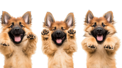 Happy Playful German Shepherd Dogs Jumping in Air Generative AI