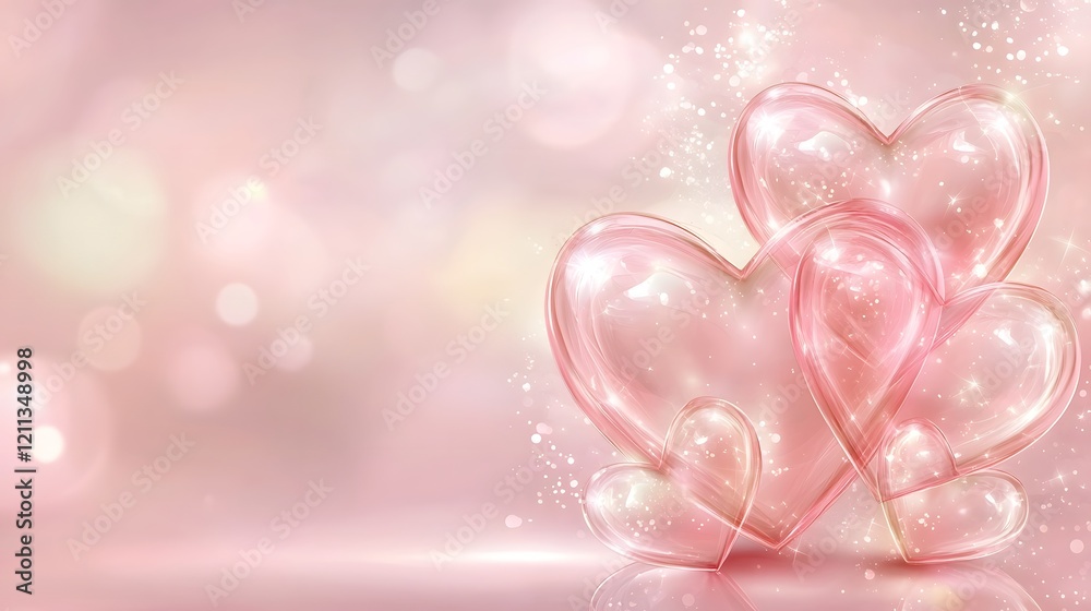 Poster stylish and romantic valentine s day banner featuring overlapping heart patterns glowing accents and