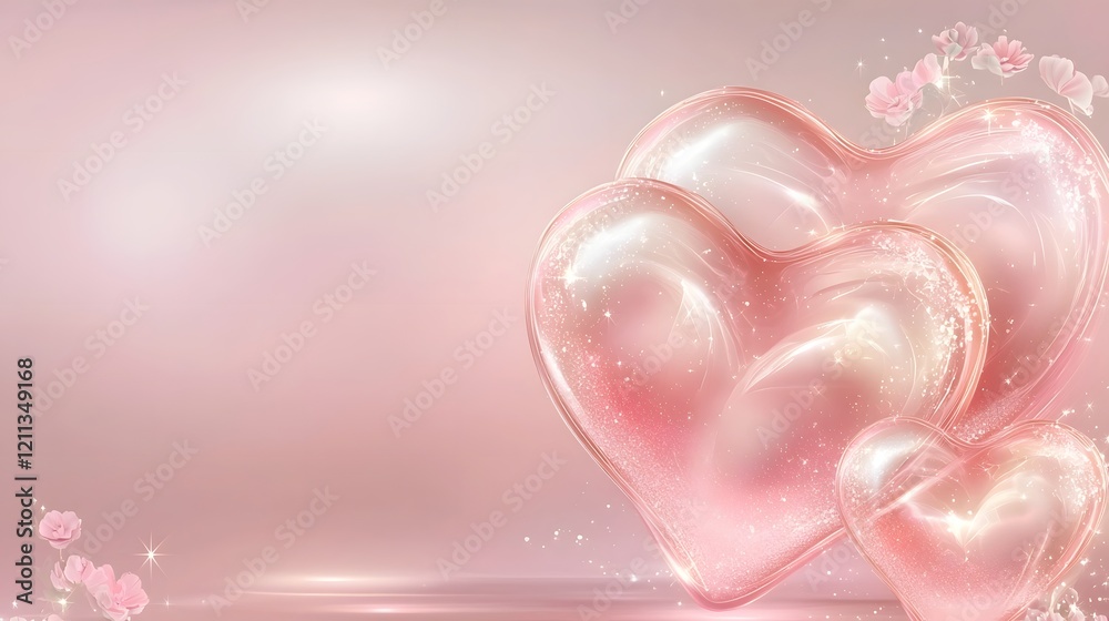 Poster exquisite light pink valentine s day banner design featuring a central heart motif surrounded by sub