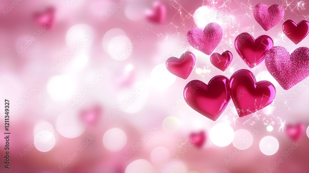 Aufkleber bright and vibrant heart shaped in bold and striking colors scattered across a glowing radiant gradi