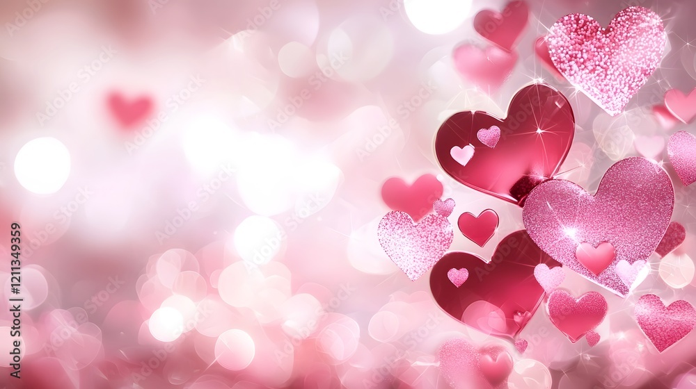 Poster vibrant heart shaped in various shades of pink red and other colors dynamically arranged against a l
