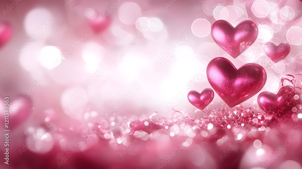 Aufkleber bright and vibrant heart shaped in bold and striking colors scattered across a glowing radiant gradi