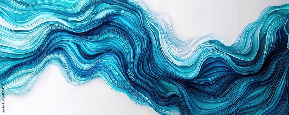 Poster water watercolor concept. abstract flowing lines in blue tones creating a sense of movement and tran